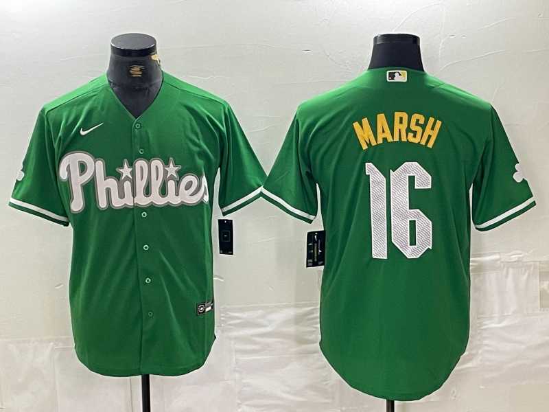 Men's Philadelphia Phillies #16 Brandon Marsh Green 2024 City Connect Stitched Jersey,We sell and wholesale Men's Philadelphia Phillies #16 Brandon Marsh Green 2024 City Connect Stitched Jersey on line form chian!